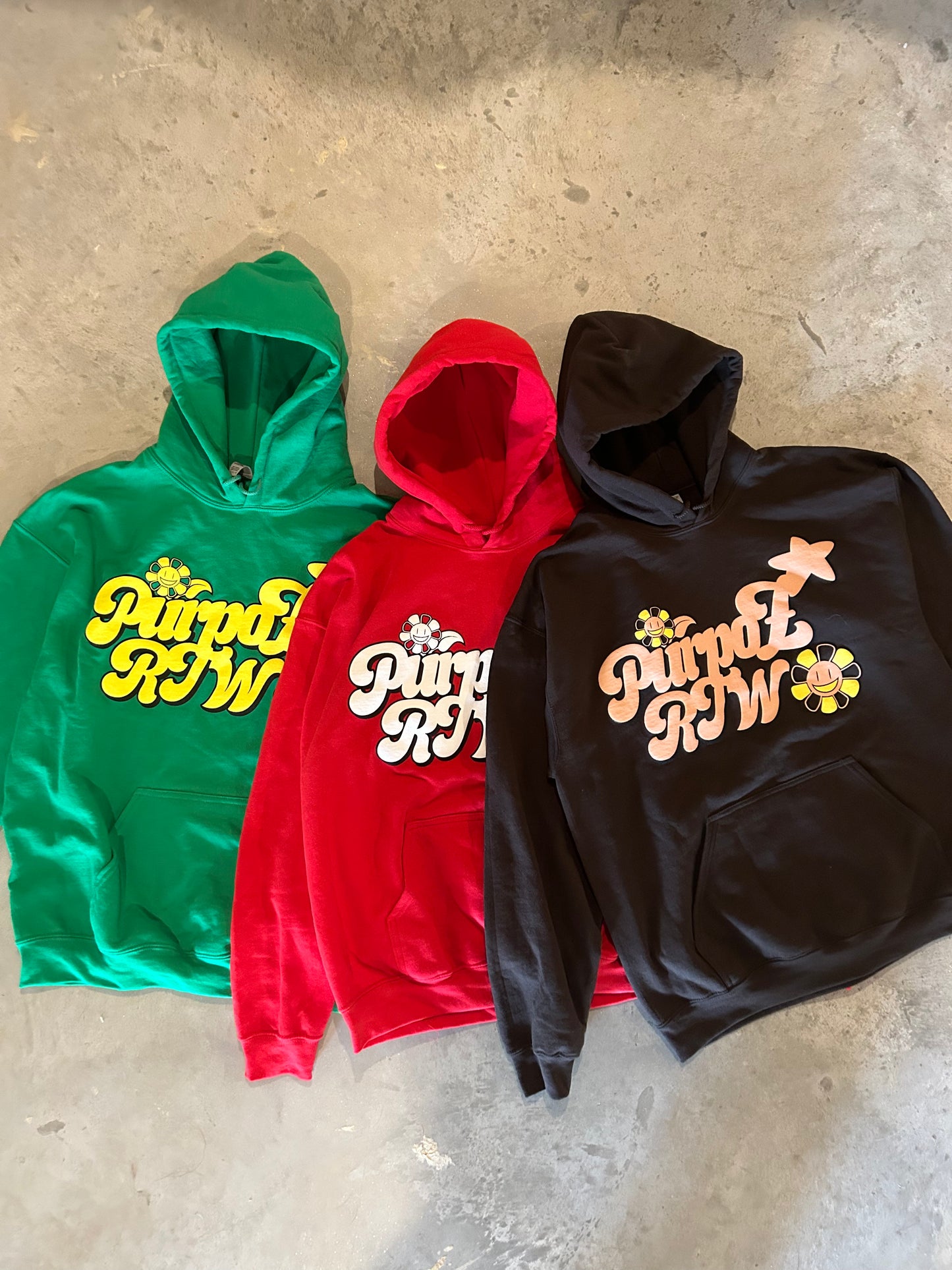 Puff print hoodie brown