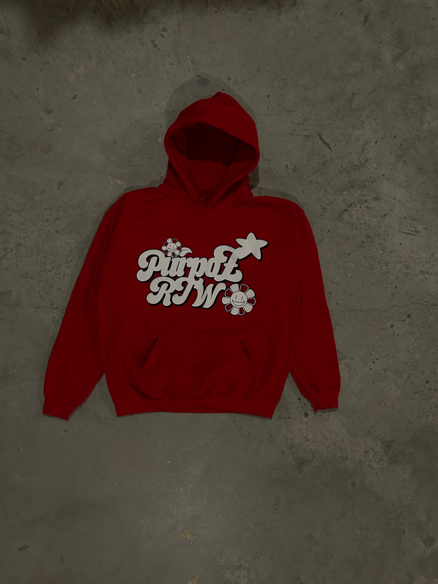 Puff print hoodie red