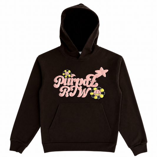 Puff print hoodie brown