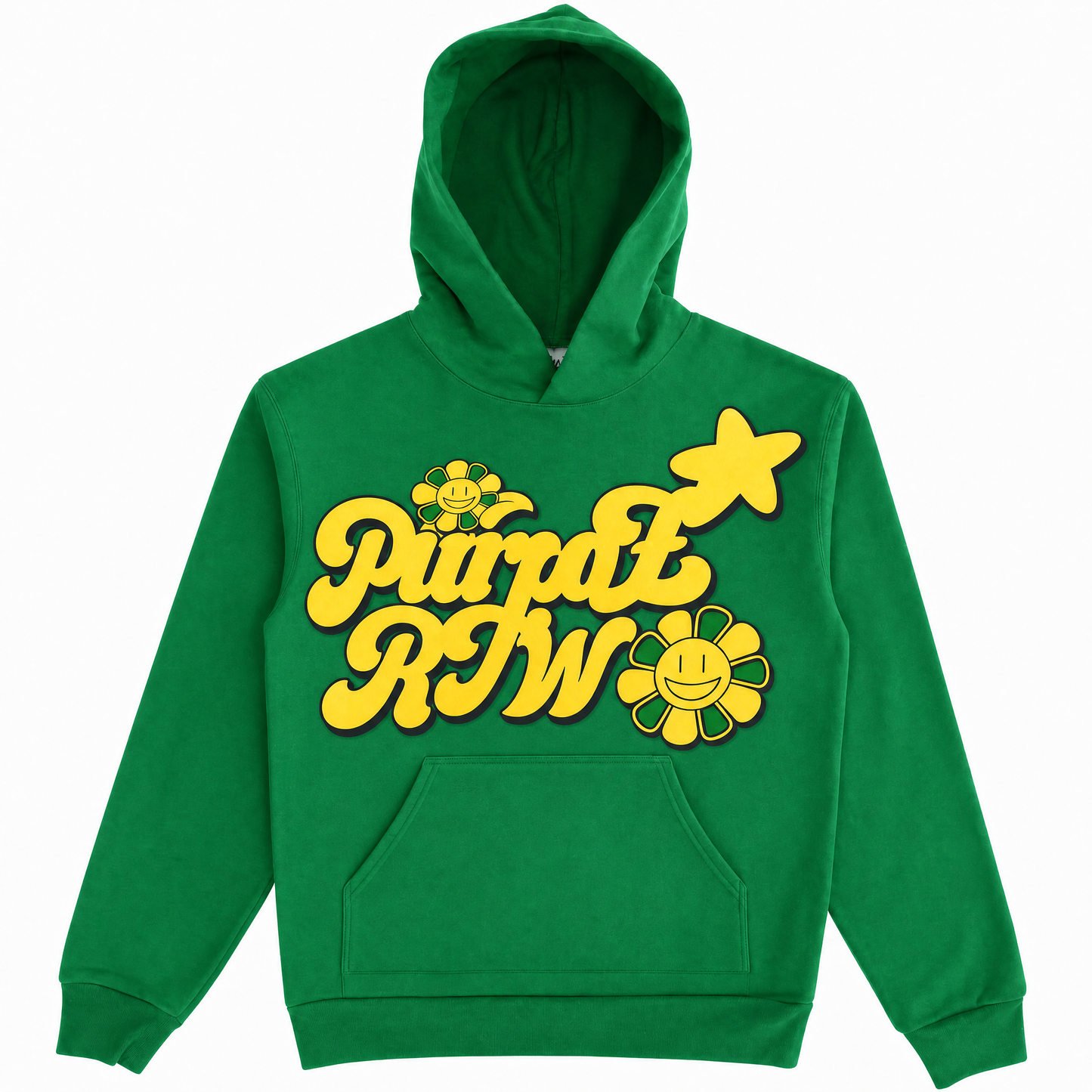 Puff print hoodie green