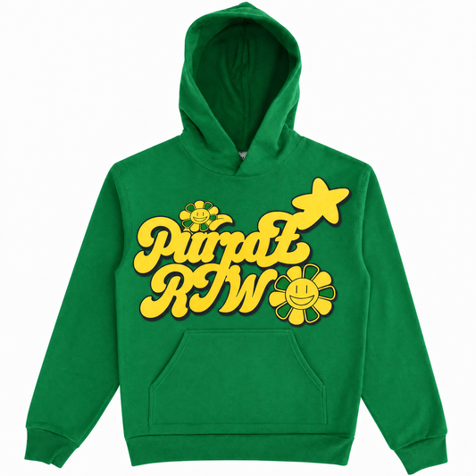 Puff print hoodie green