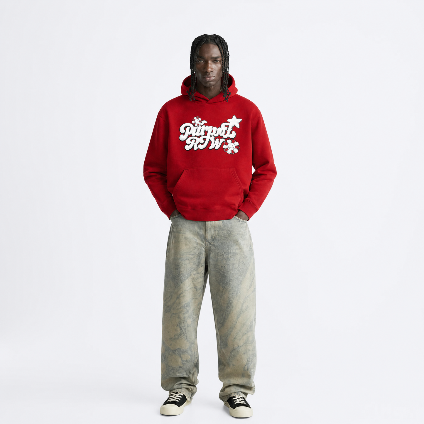 Puff print hoodie red